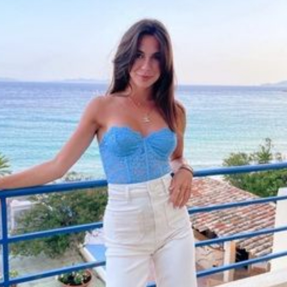 Zara baby blue lace bodysuit